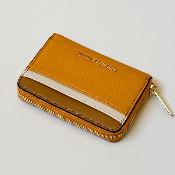 Michael Kors Jet Set Travel Card Case Wallet Colorblock Golden Rod Multi - Picture 4 of 9